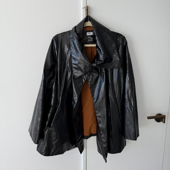 Jane Post for Saks Fifth Avenue Black Trench Rain Jacket Poncho Style - Picture 1 of 7